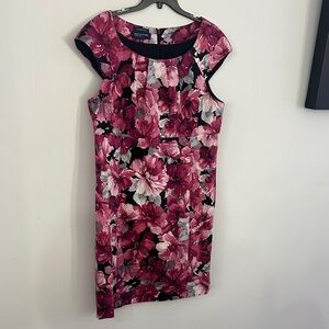 Jones New York Floral Mini Dress in Pink and Black